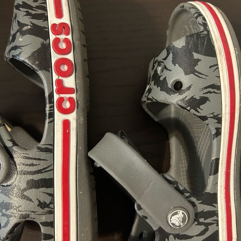 CROCS Red and Gray Clogs